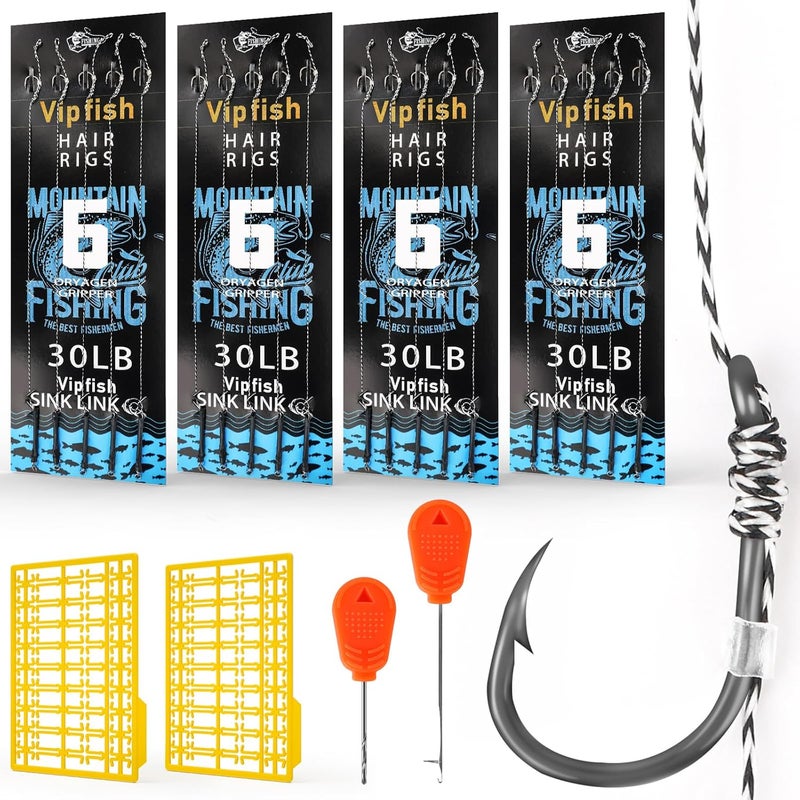Vipfish 24 Pack Pre-Tied Carp Rigs with Sharp Hooks, Swivel & PE Line – Hook The Big One with Boilies, Pellets & Corn – The Ultimate Carp Fishing Equipment - Image 1